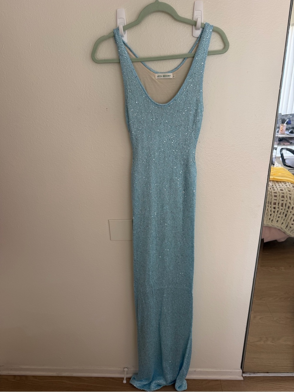 Asta resort maxi Sparkling Aqua Sequin Maxi Dress with Scoop Neck